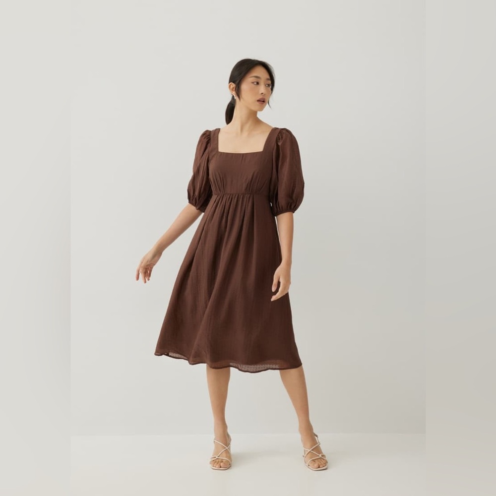 Love bonito Lisbeth textured criss cross puff sleeve midi dress